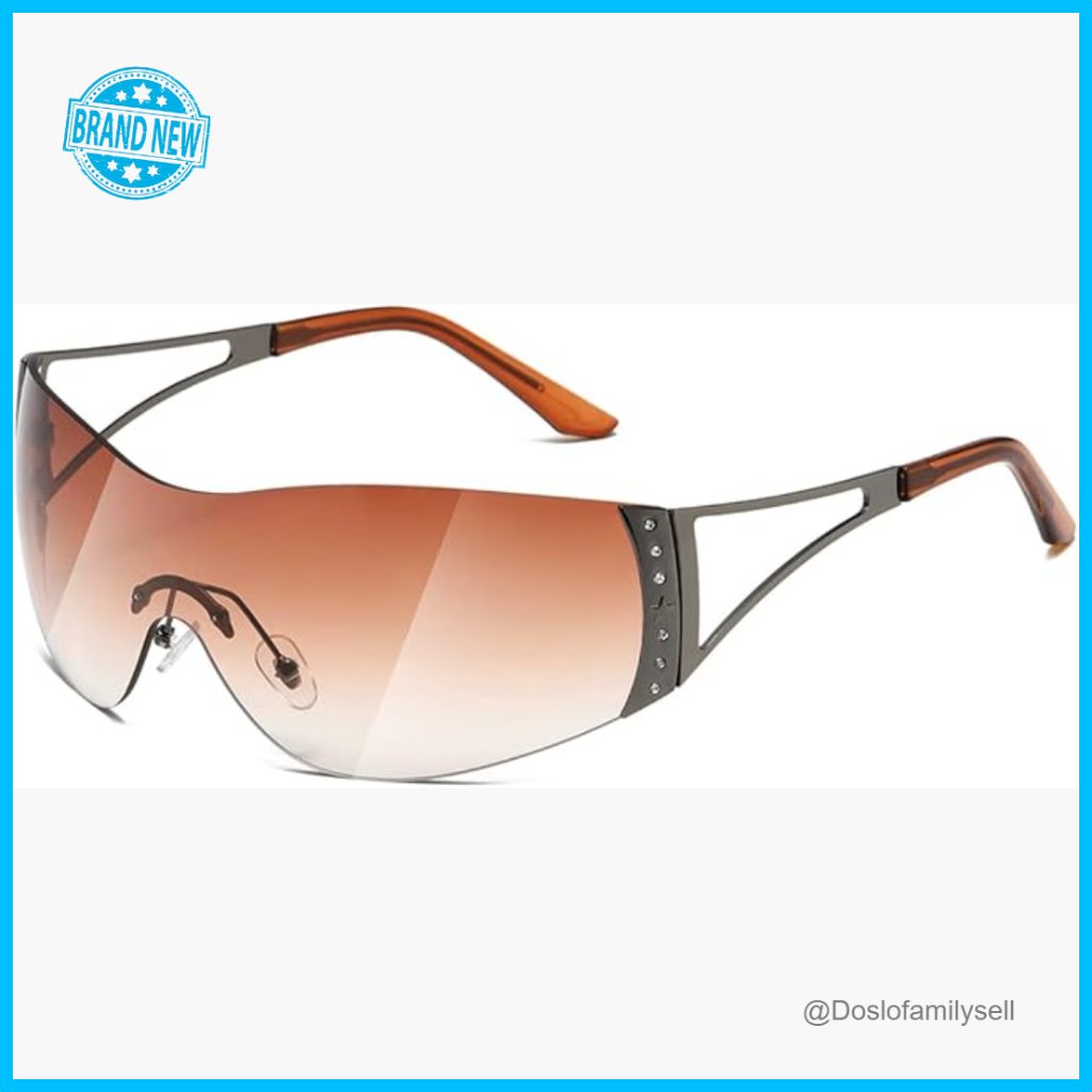 Y2k Sunglasses Wrap Around Gradient Lens Oversize Fashion Shield Rimless
